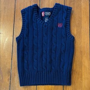 Chaps Navy Blue Cotton Cable Knit Sweater Vest Boys Size 3T EUC